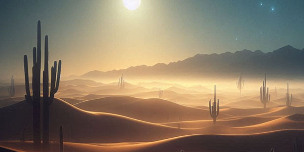 Desert landscape night sky